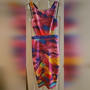Bebe Multicolor Midi CutOut Dress